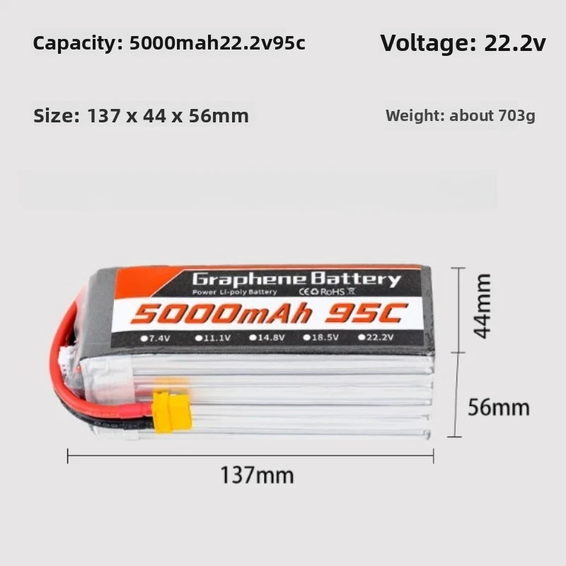 Batería de litio con grafeno,  - 6S Lipo Battery 22.2V 5000Mah reseña y precio